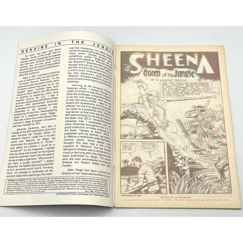 Vintage 1985 Sheena Queen Of The Jungle 3-D Special #1 Blackthorne Comic